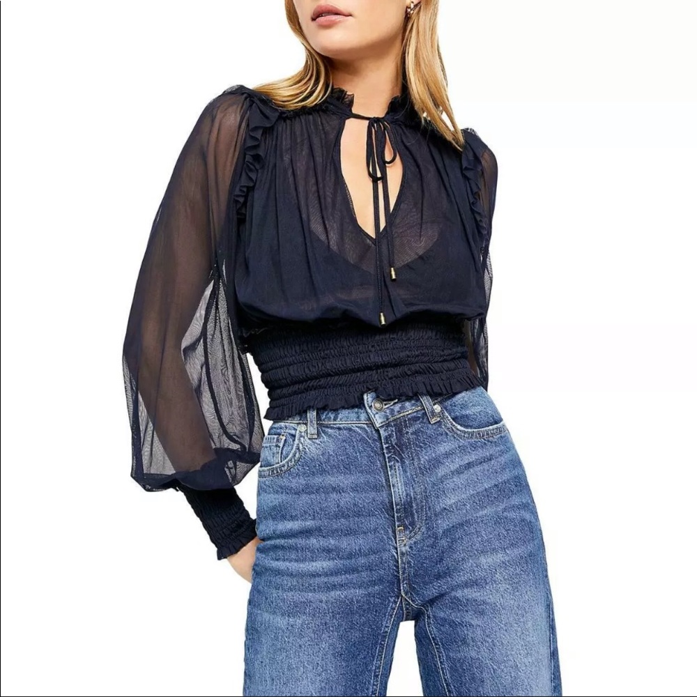 COPY - Free People Twyla Blouse Navy - Medium